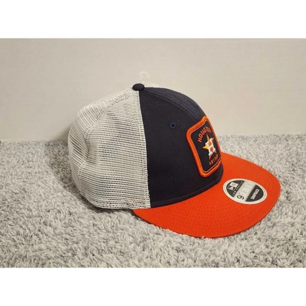 New Era 9FIFTY Houston‎ Astros Patch Low Profile Trucker Snapback Hat Cap Navy